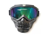 Face protection mask, made from hard plastic + ski goggles, multicolor lenses, skull model, MD01